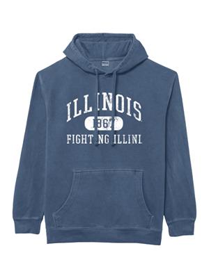 Image of ILLINOIS ARCH FIGHTING ILLINI 1867 HOODIE -  washednavy